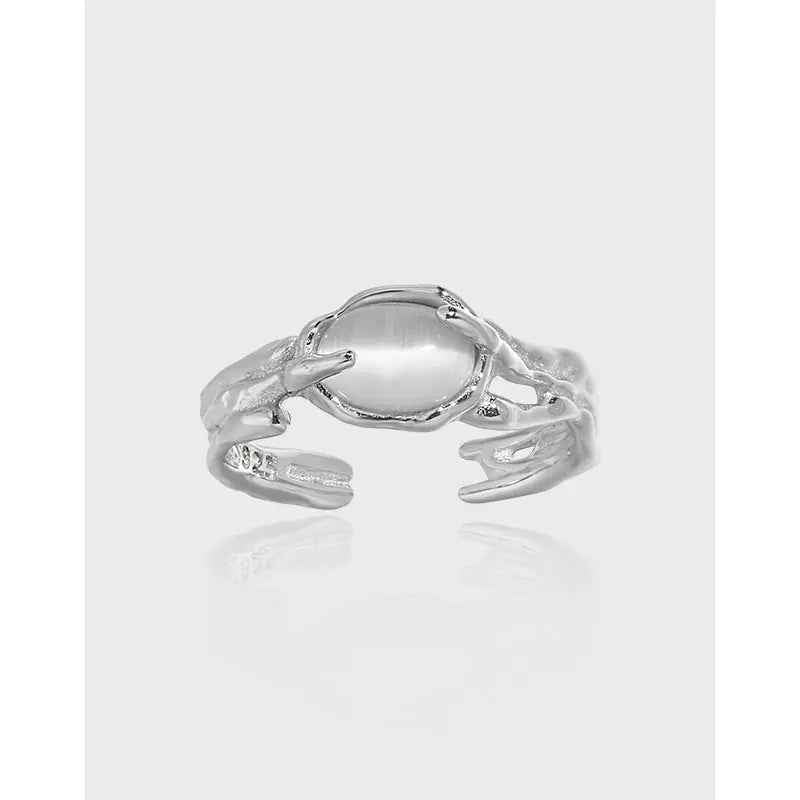 Frozen Cat‘S Eye Whispers Silver Statement Ring