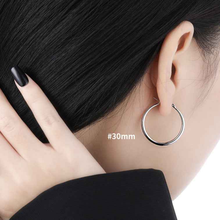 Sleek Minimalist Silver Hoop Earrings