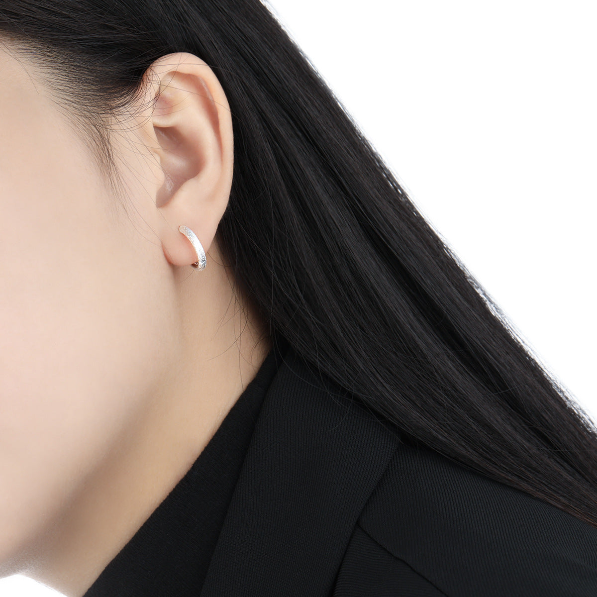 Minimalist Matte Sterling Silver Huggie Earring OPHRASTUDIO