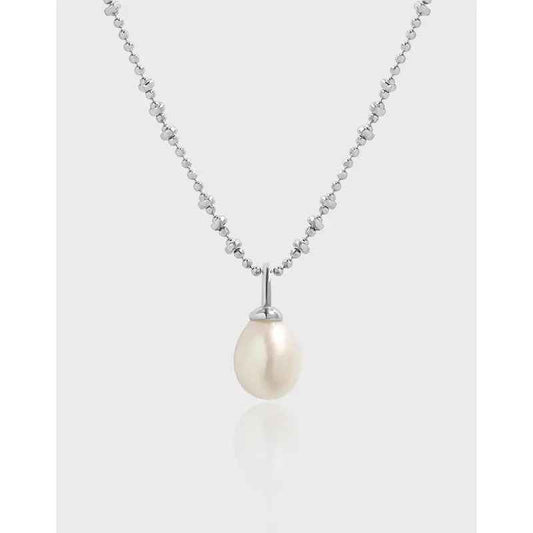 Simple Elegance Silver Pearl Necklace