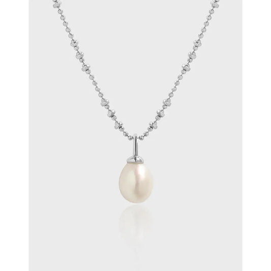 Simple Elegance Silver Pearl Necklace