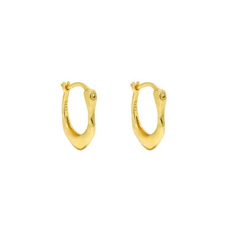 Irregular Surface U-Shaped Silver Hoop Earrings