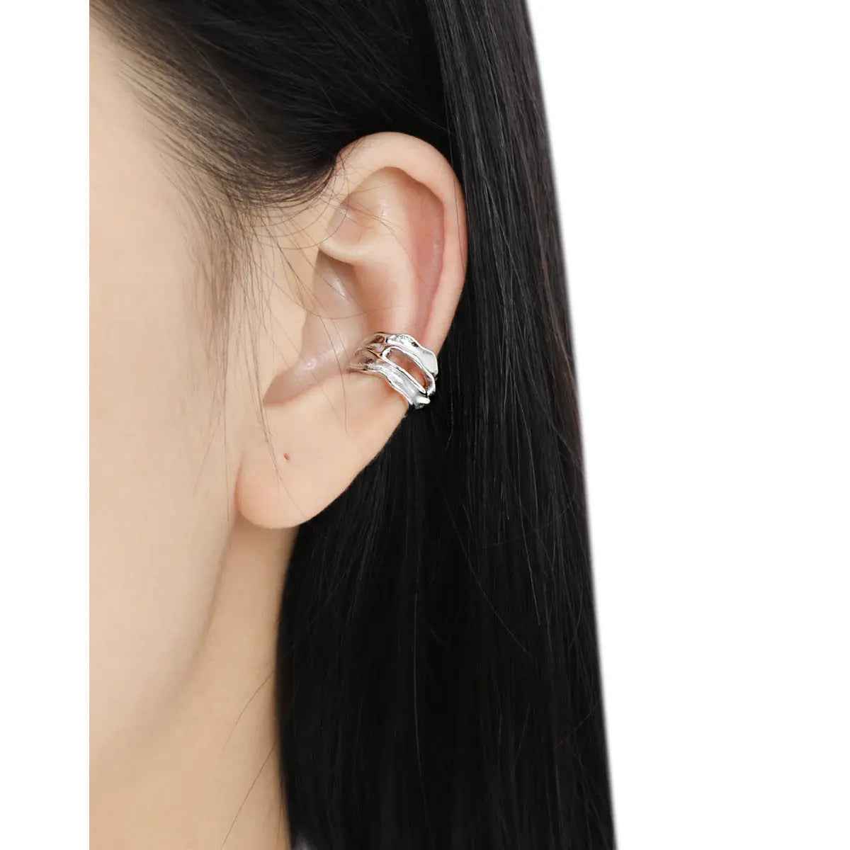 Irregular Bump Sterling Silver Ear Cuff Earring