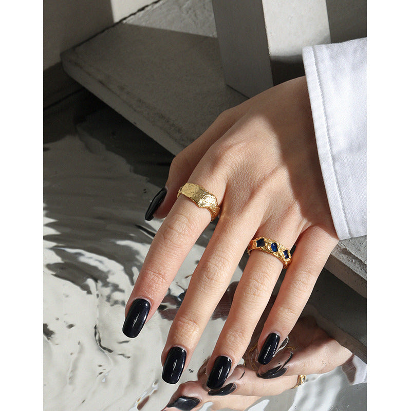 AQUA DRIP GLAZE SILVER RING - OPHRASTUDIO