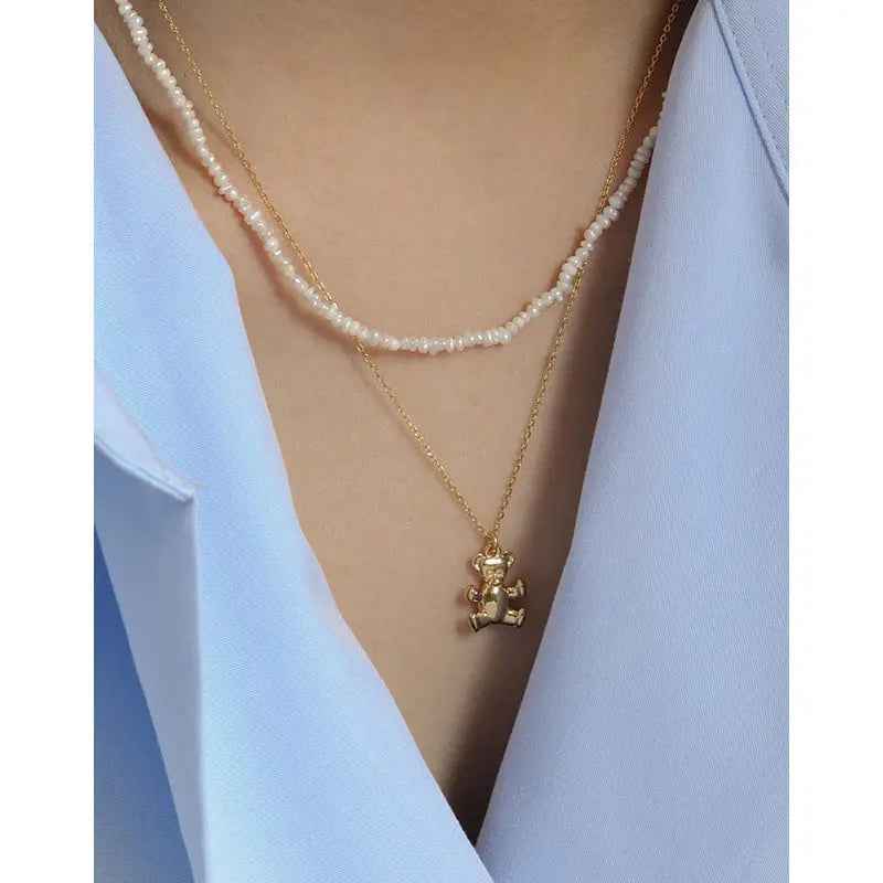 Elegant Baroque Silver Tiny Pearl Necklace