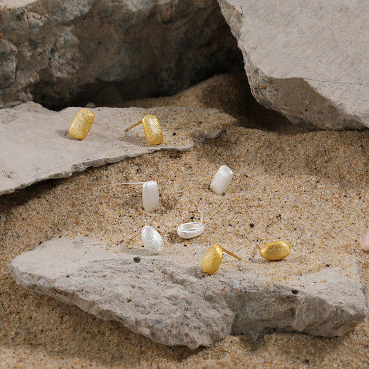 ELFIN GEOMETRIC FROSTED STUD EARRINGS OPHRASTUDIO