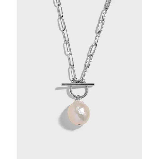Baroque Elegance II Silver Pearl Necklace