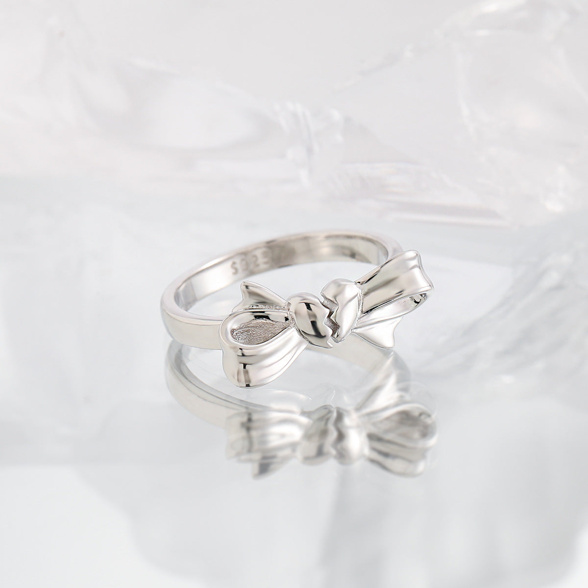Broken Heart Bow Silver Statement Ring OPHRASTUDIO