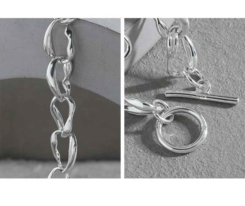 Athena's Ot Buckle Silver Chain Bracelet