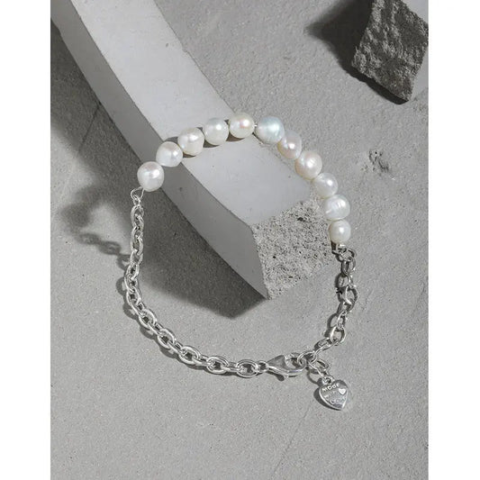 Baroque Pearl Luxe Silver Chain Bracelet