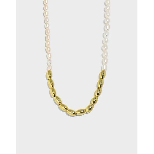 Natural Splice Silver Pearl Necklace