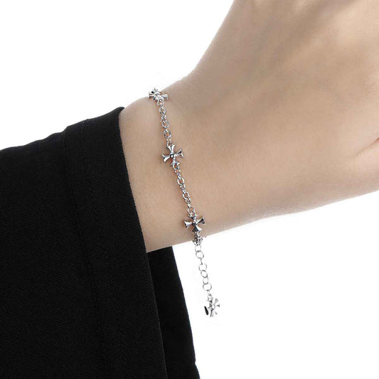 Cross Blossom Silver Bracelet