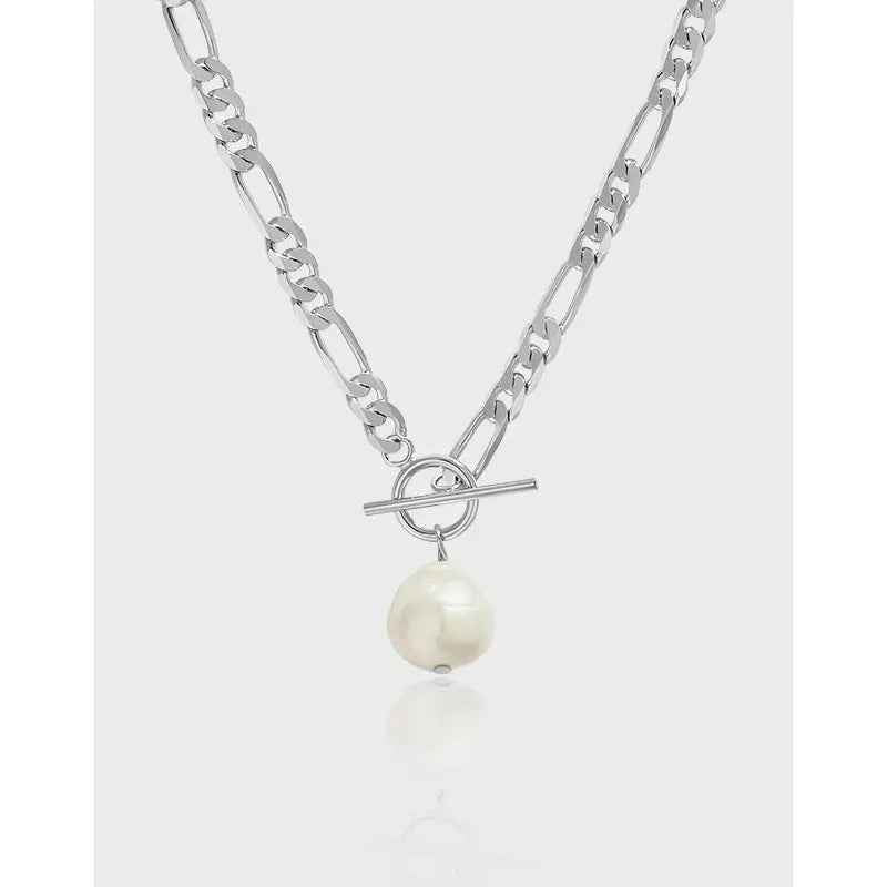 Edison Baroque Luxury Silver Pearl Necklace