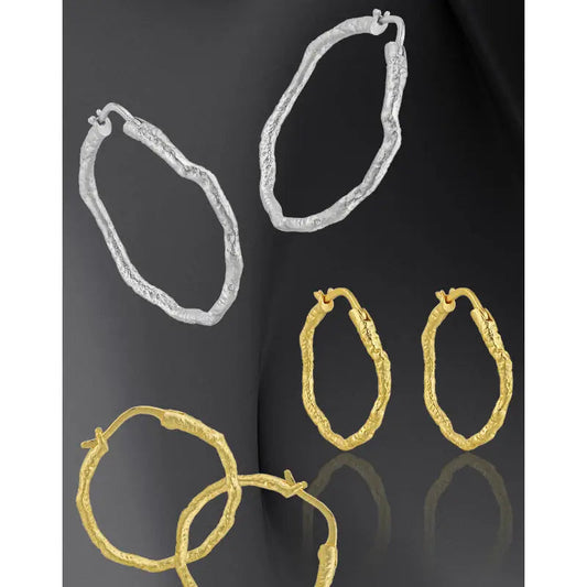 Geometric Circle Silver Hoop Earrings