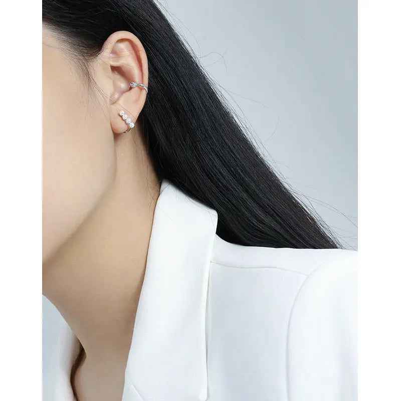 Sleek Harmony Silver Huggie Earrings