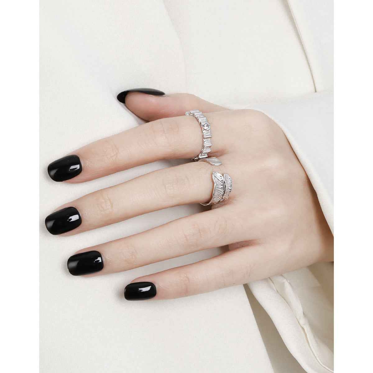 Striped Elegance Silver Statement Ring
