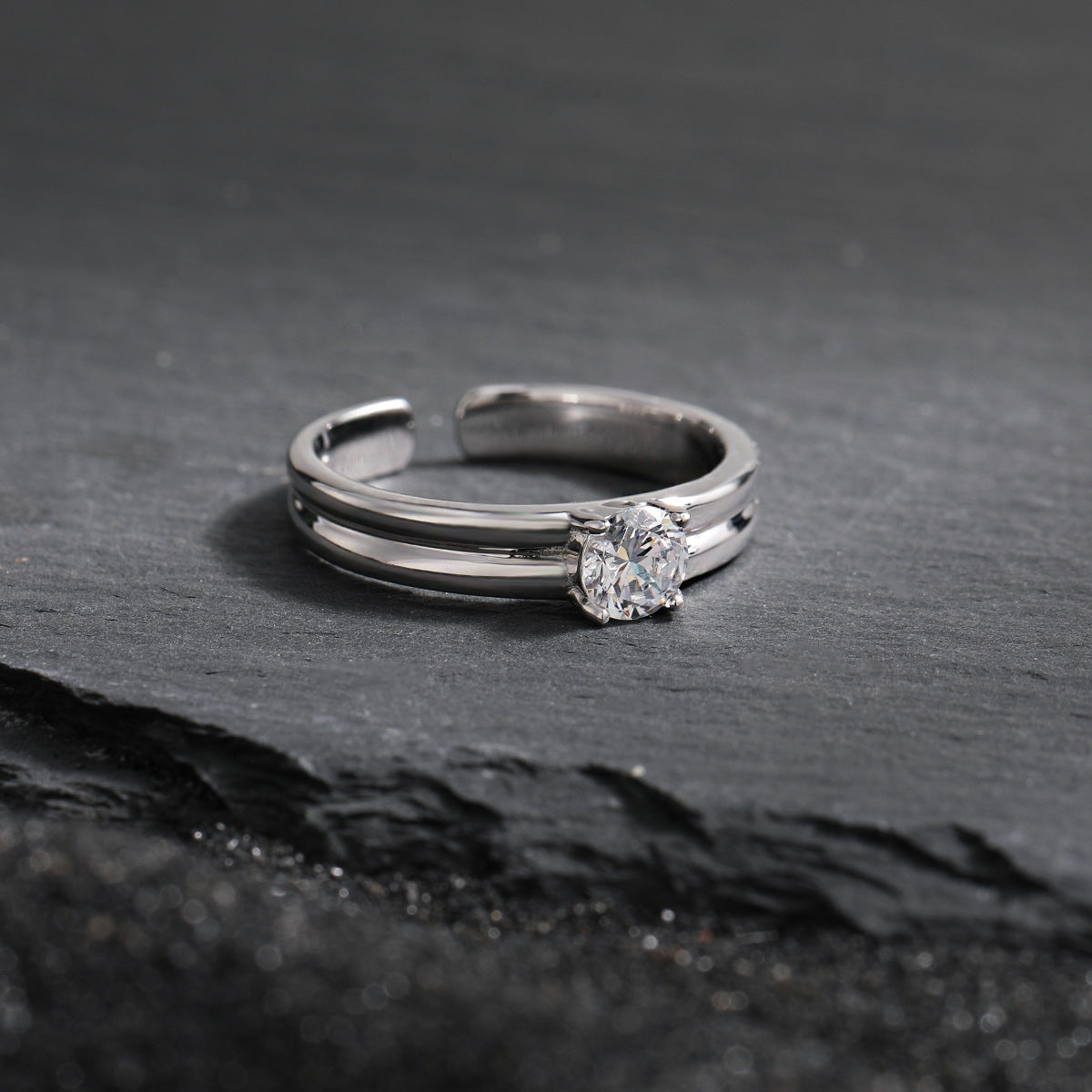Radiant Grace Solitaire Silver Ring OPHRASTUDIO