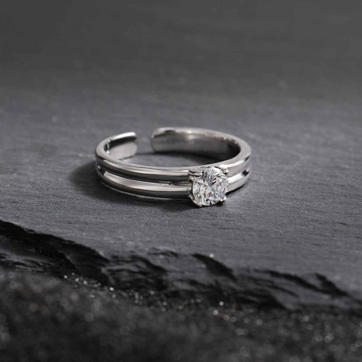 Radiant Grace Solitaire Silver Ring