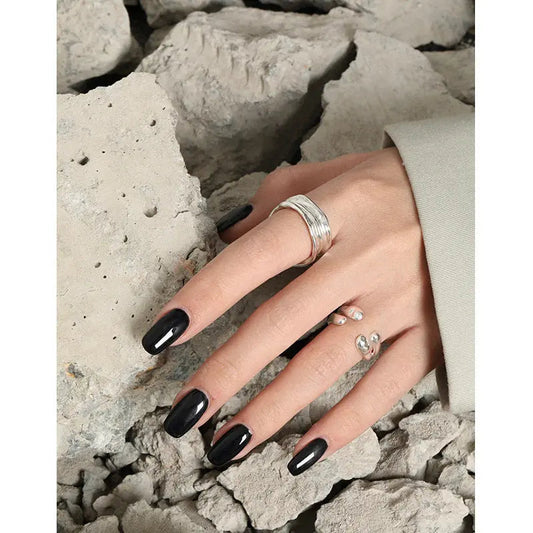 Sleek Ripples Silver Statement Ring