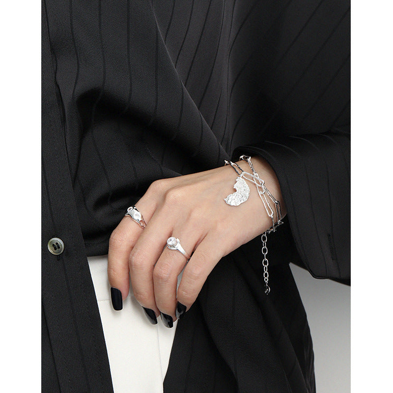 IRREGULAR MOON TEXTURE DOUBLE CHAIN BRACELET OPHRASTUDIO