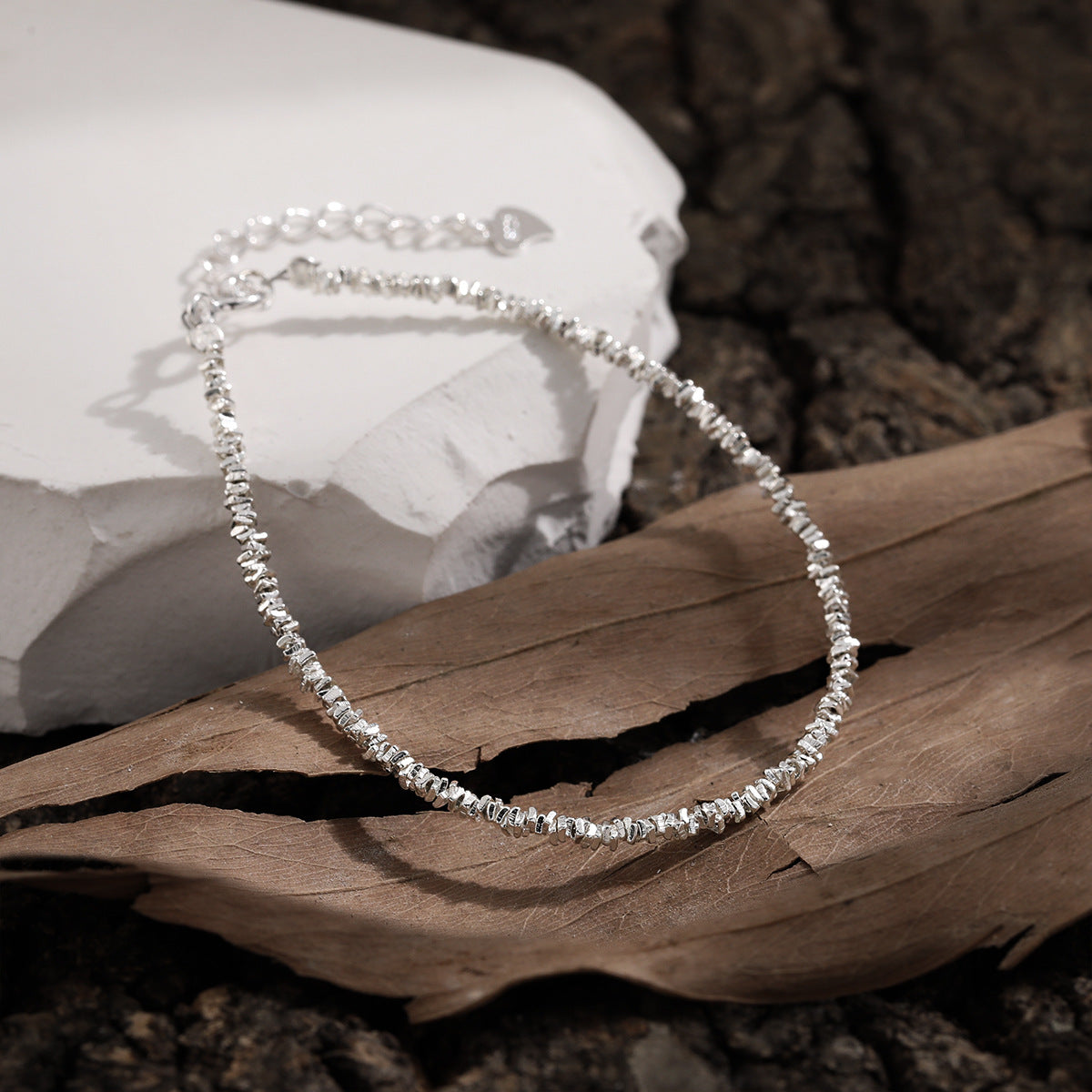 Shimmering Crystal-Cut Silver Chain Bracelet OPHRASTUDIO
