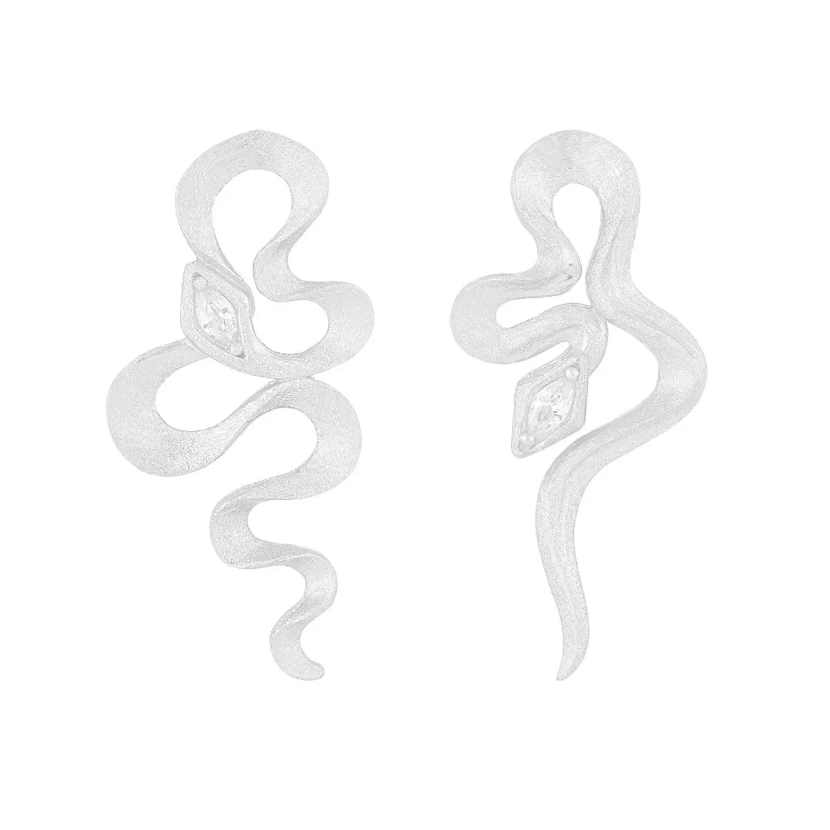 MEDEA'S SERPENTINE ZIRCON SILVER EAR STUDS - OPHRASTUDIO