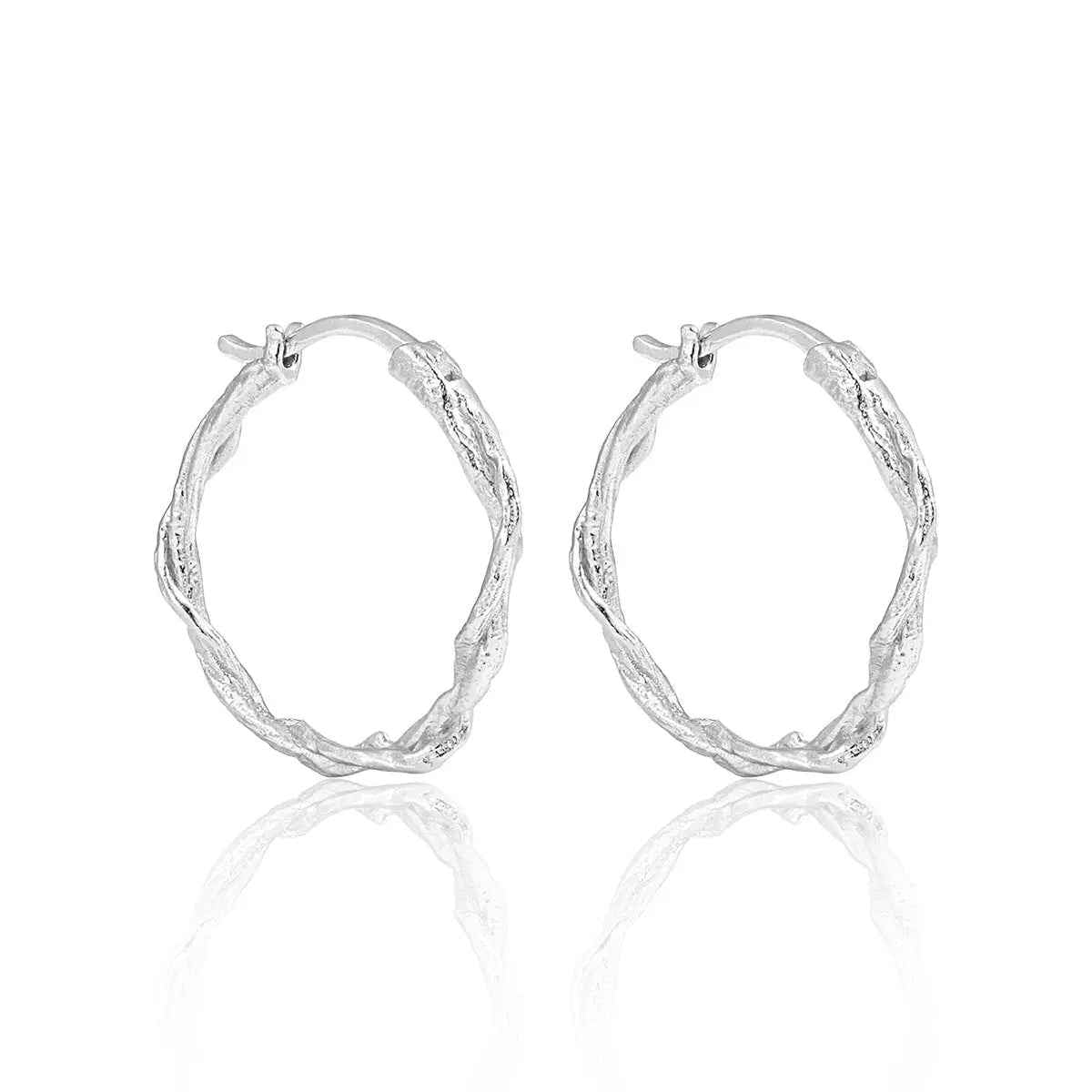 Cold Wind Geometric Silver Hoop Earrings