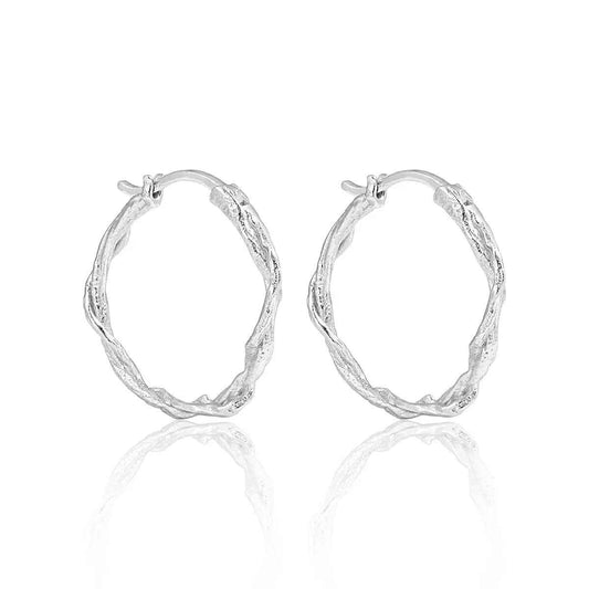 Cold Wind Geometric Silver Hoop Earrings