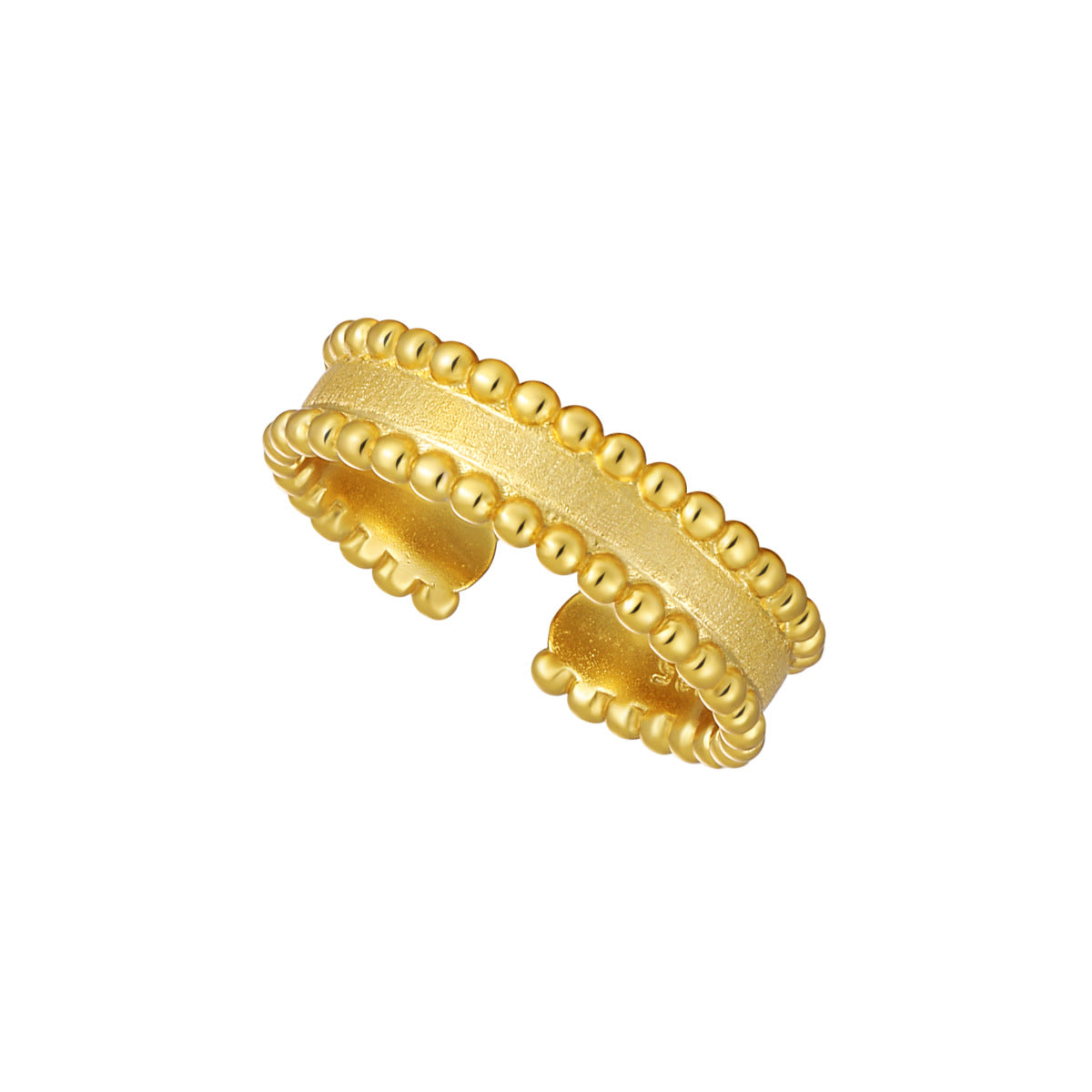 Matte Beaded Edge Silver Band Ring OPHRASTUDIO
