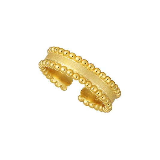 Matte Beaded Edge Silver Band Ring