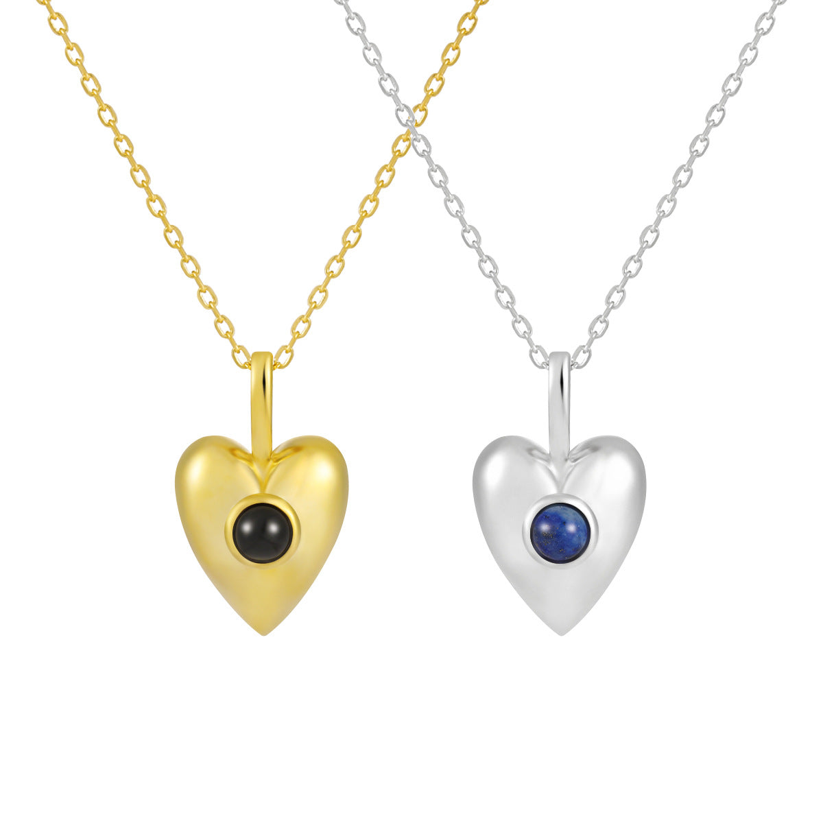 572 lapis lazuli love necklace female European and American style S925 sterling silver niche personality ins high-end black agate silver jewelry OPHRASTUDIO