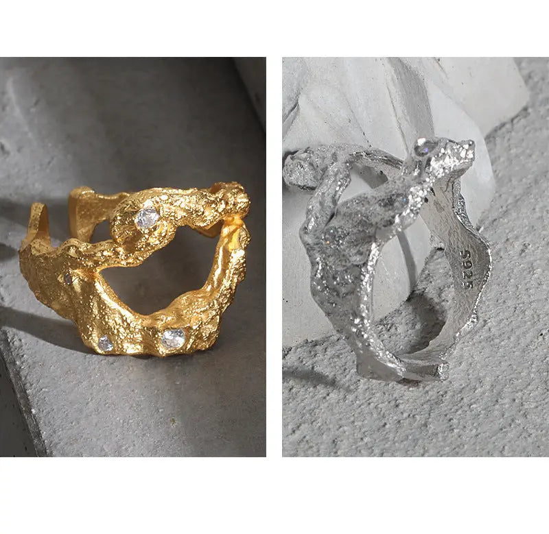 NIAMH'S IRREGULAR ZIRCON SILVER RING - OPHRASTUDIO