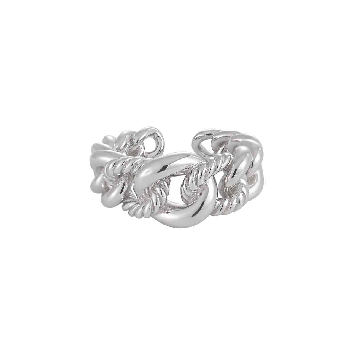 Knotted Elegance Silver Statement Ring