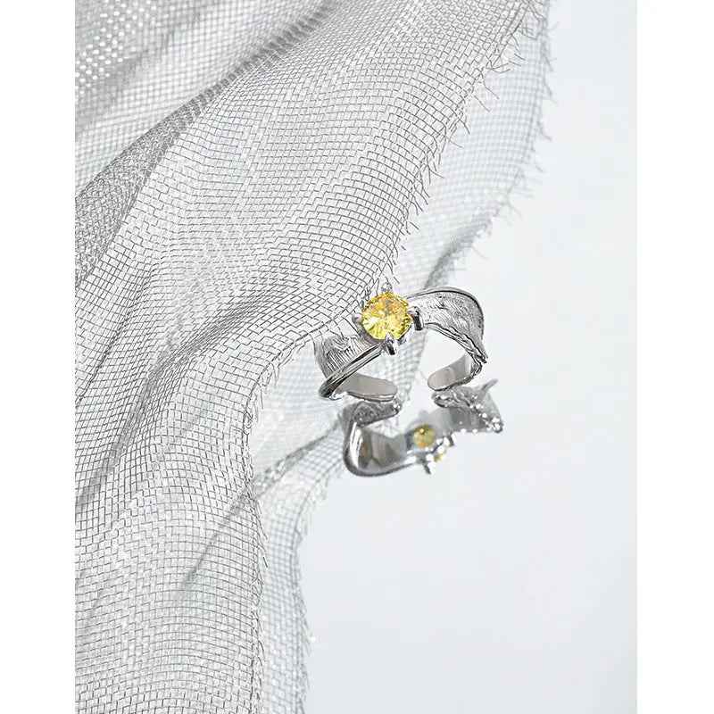 Selene's Yellow Silver Statement Ring