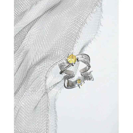 Selene's Yellow Silver Statement Ring
