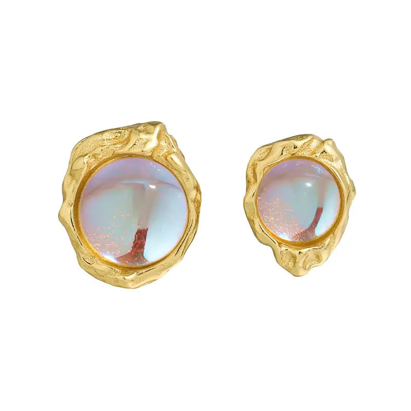 SELENE'S LUXURY MOONSTONE SILVER STUD EARRINGS - OPHRASTUDIO