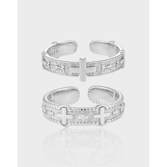 Divine Cross Silver Statement Ring