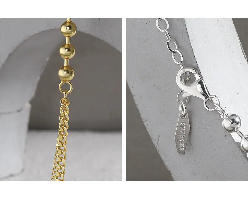 SELENE'S ROUND BEAD SIDE CHAIN SILVER NECKLACE - OPHRASTUDIO