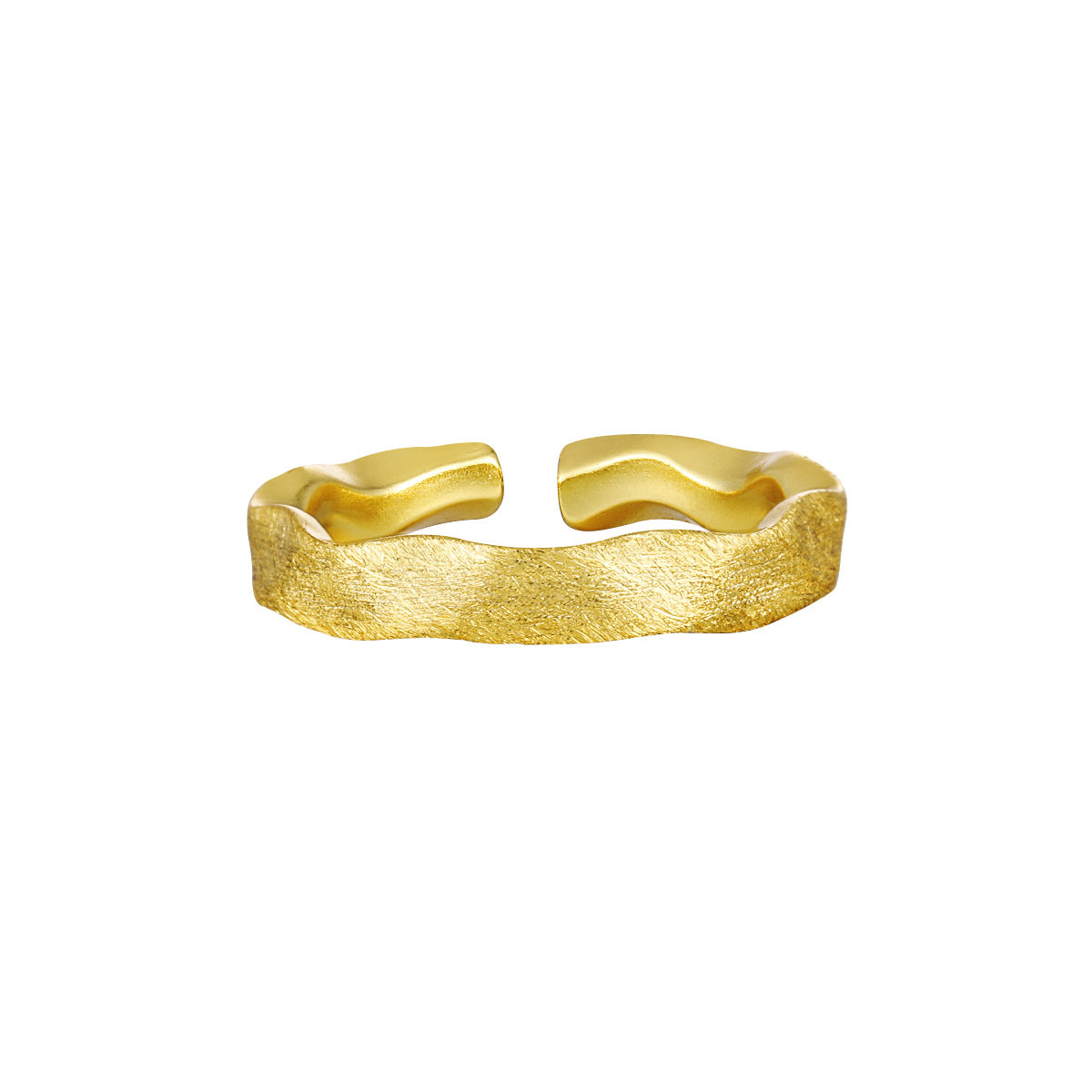 Wrinkled Matte Brushed Silver Band Ring OPHRASTUDIO