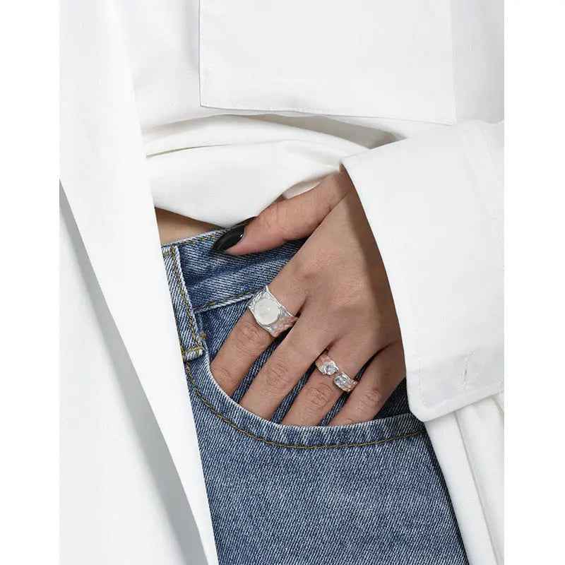 Cascade Silver Crystal Ring