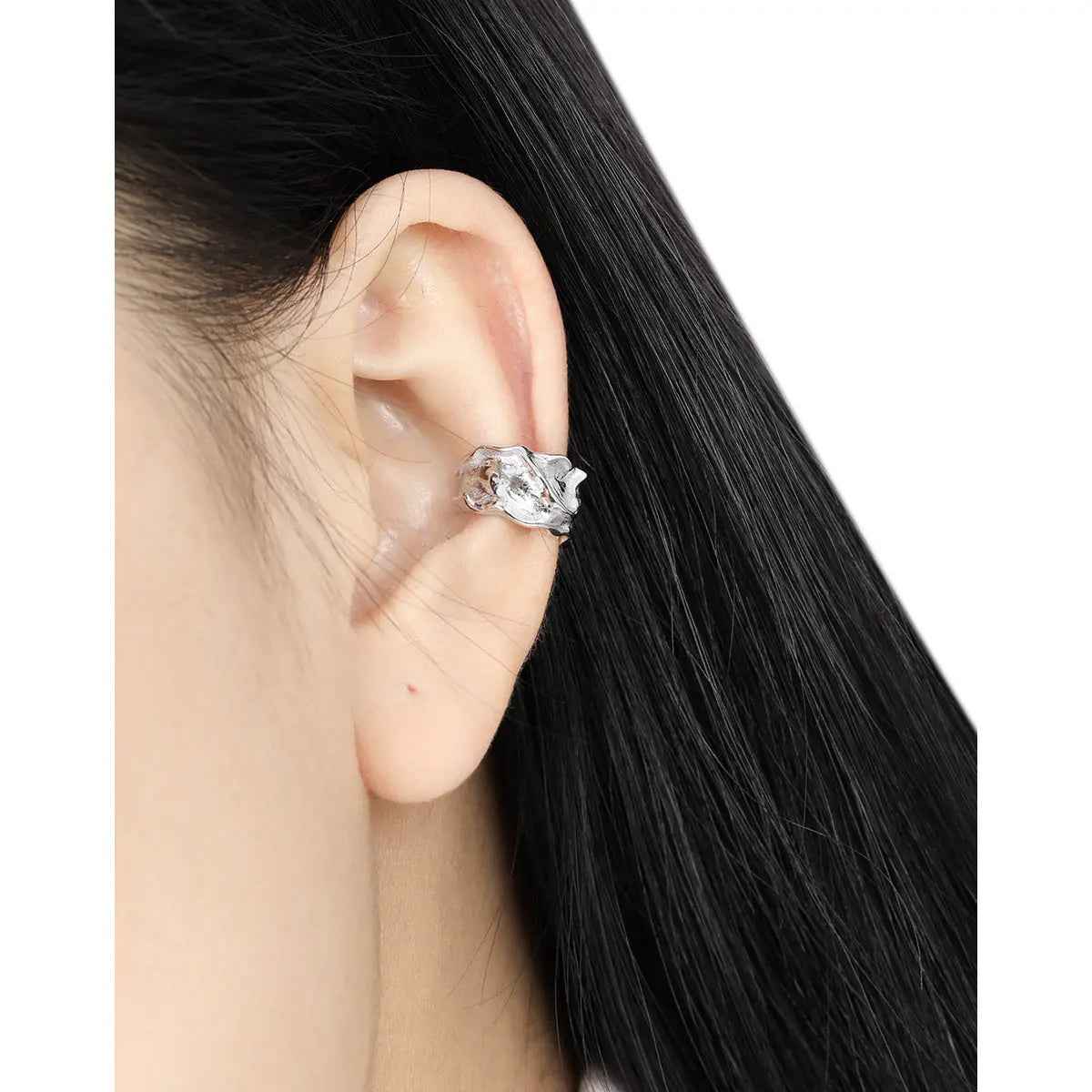 Irregular Bump Sterling Silver Ear Cuff Earring