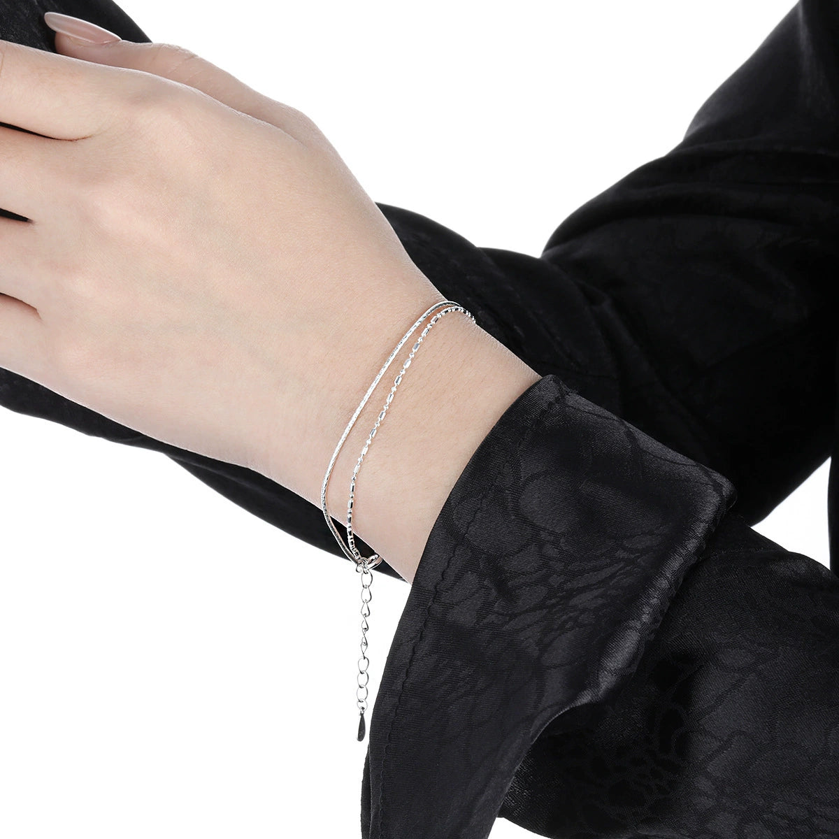 SILVER DOUBLE-LAYER BRACELET - OPHRASTUDIO