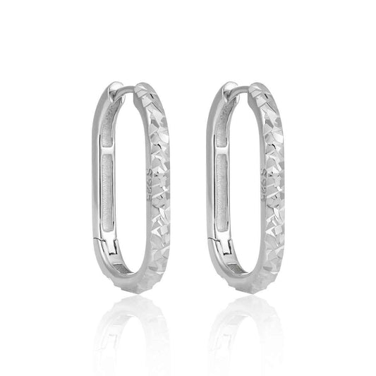 Refined Edge Mirror Silver Hoop Earrings