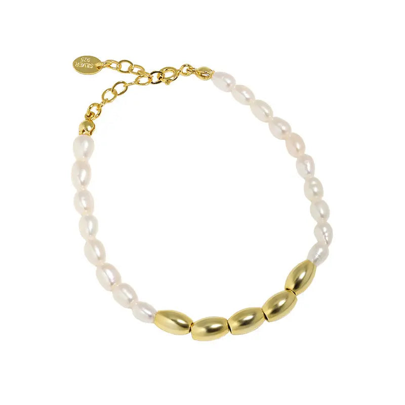 Pearl Spice Silver Chain Bracelet
