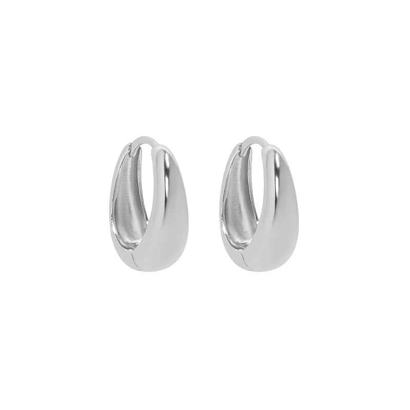 Isabella's Geometric Circle Silver Huggie Earrings