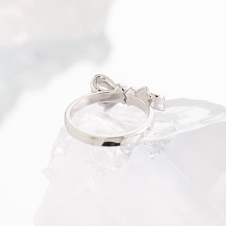 Broken Heart Bow Silver Statement Ring OPHRASTUDIO