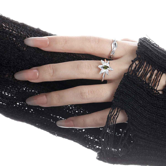 Peridot Starfish Statement Ring