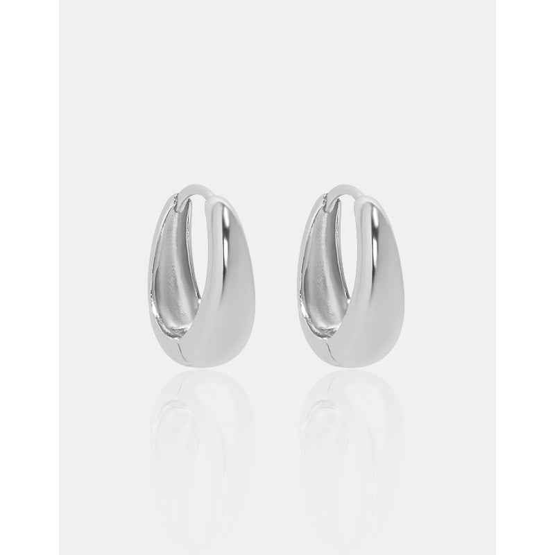Isabella's Geometric Circle Silver Huggie Earrings