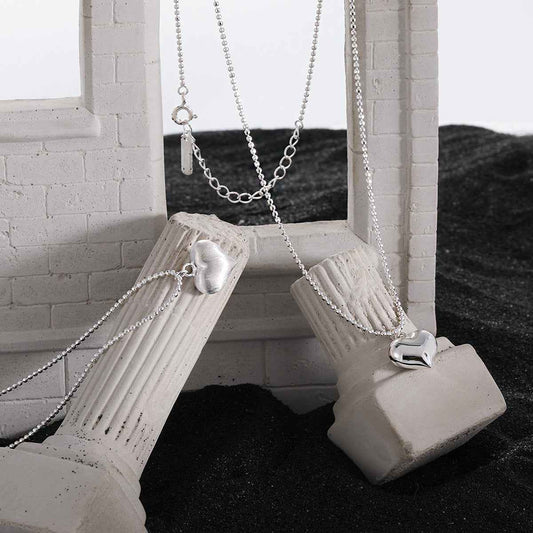 Sweet Silver Heart Pendant Necklace