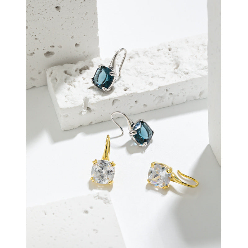 ASTRA'S SPARKLING SQUARE ZIRCON SILVER EARRINGS OPHRASTUDIO